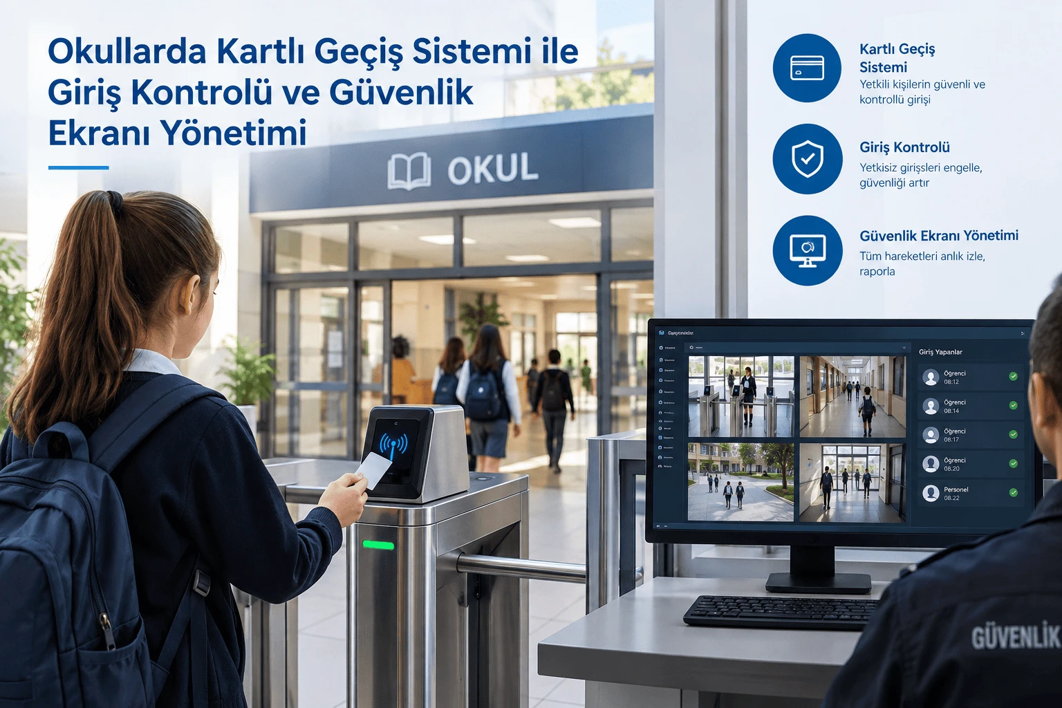 Okullarda Kartlı Geçiş Sistemi ile Giriş Kontrolü ve Güvenlik Ekranı Yönetimi